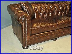 New English Restoration Hardware Style Leather Chesterfield Sofa Couch