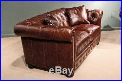New English Restoration Hardware Style Leather Chesterfield Sofa Couch loveseat