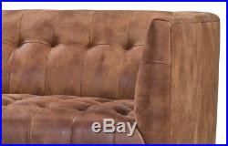 New Mid Century Modern Style Chesterfield Couch Sofa in Saddle Top Grain Leather