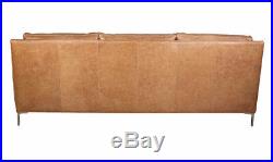 New Mid Century Modern Style Couch Sofa in Cognac Top Grain Leather Hand Made