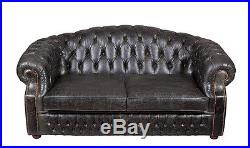 New Premium Buttoned English Antiqued Leather Chesterfield Love Seat Sofa Couch