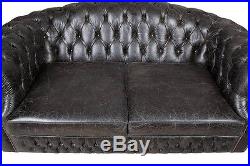 New Premium Buttoned English Antiqued Leather Chesterfield Love Seat Sofa Couch