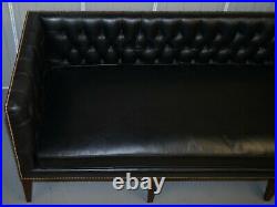 New Rrp £19,255 George Smith Black Leather Chesterfield 4 Seat Leather Sofa