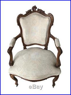 Nicely Priced French Louis XV Salon Set, Neutral Fabric, Walnut