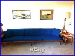 No Reserve Extra large Mid Century Modern Sofa, Couch. Walnut recent upholstery