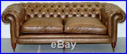 Nos Rrp £29,000 Pair Of Beaumont & Fletcher Grenville Chesterfield Leather Sofas