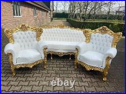 Old French Louis XVI Baroque Sofa + 2 Chairs Worldwide Shipping
