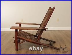 Old Hickory, Rare Antique Chaise Lounge with Retractable Ottoman