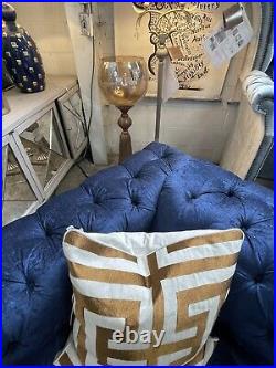 Old Hickory Tannery BLUE Beverly Tufted Sofa USA Tuxedo Chesterfield