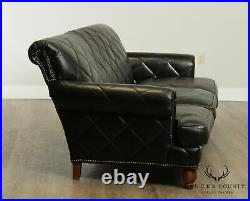 Old Hickory Tannery Distressed Black Quilted Leather Sofa