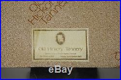 Old Hickory Tannery Gray Leather Sheraton Federal Loveseat Settee Sofa Mahogany