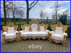 Opulent Vintage 1940 Baroque Rococo Lounge XL Throne Sofa Set