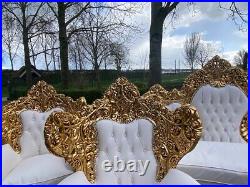 Opulent Vintage 1940 Baroque Rococo Lounge XL Throne Sofa Set
