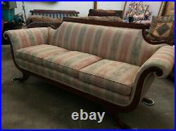 Original Duncan Phyfe Sofa European Style with brass claw feet Vintage