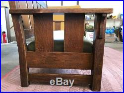 Original Vintage Lifetime Furniture Oak and Leather Slat Back Settle