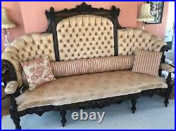 Original antique ornate couch newly upholstered