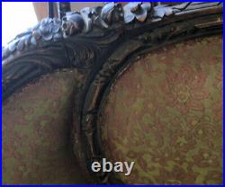 Ornate French Antique 19C Italian Rococo Carved Sofa & Chair W Ram Heads & Doves