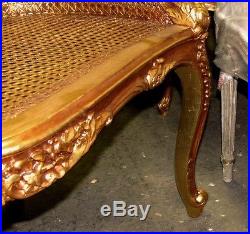 Ornate French Louis XV Caned Cane Corbeille Settee Canapé