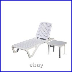 Outdoor Chaise Lounge, Pool Lounge Chair Plastic Adjustable Recliner in-Pool