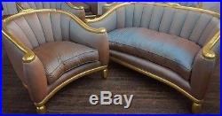 Outstanding French Art Deco Style Sofa Couch & Chair SET Down Filled / Gold Gilt