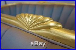 Outstanding French Art Deco Style Sofa Couch & Chair SET Down Filled / Gold Gilt