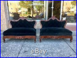 PAIR of American Classical Empire Bustle Benches / Fireside Settees