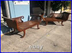 Pair Of 1970s Vintage Chaise Lounges. Wicker & Wood
