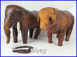 Pair Of Footrest. Form Of Elephant And Ox. Skin. Vintage Style. Circa 1930