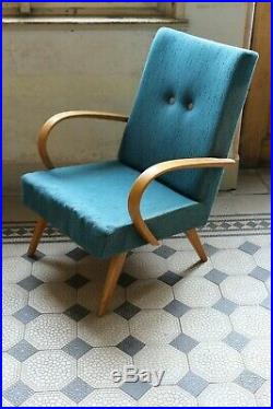 Pair Of Mid Century Vintage Czech Halabala Style Armchairs Chairs 1960s