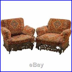 Pair Of Very Rare Regency Circa 1810-1820 Turkey Work Armchairs Part Of A Suite