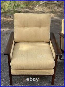 Pair Of Vintage MCM Danish Westnofa Rosewood / Fabric Chairs