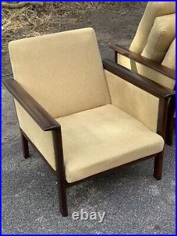 Pair Of Vintage MCM Danish Westnofa Rosewood / Fabric Chairs