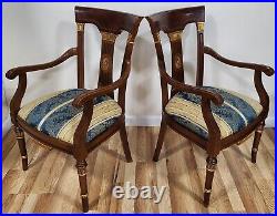 Pair Vintage 20th C ENGLISH Carved & Gilt REGENCY Style Chairs
