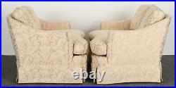 Pair of Victorian Style Shabby Chic Damask Brocade Loveseats or Settees, 1970s