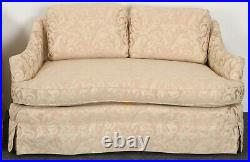 Pair of Victorian Style Shabby Chic Damask Brocade Loveseats or Settees, 1970s