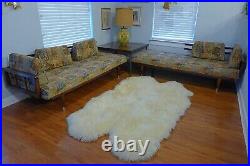 Pair of Walnut Daybeds Mid Century Modern 2 Piece Sectional Sofa Peg Legs Table