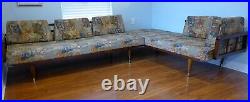 Pair of Walnut Daybeds Mid Century Modern 2 Piece Sectional Sofa Peg Legs Table