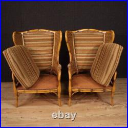 Pair of armchairs fake bamboo 2 furniture vintage chairs seats 70s modern 900