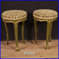 Pair of stools style Venetian furniture lacquered wood antique 20th century 900