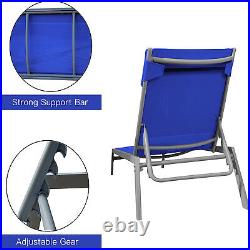 Patio Chaise Lounge Set, 3 Pieces Adjustable Backrest Pool Lounge Chairs Steel