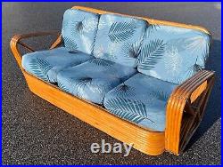 Paul Frankl Godfather Pretzel Sofa 10 Strand 3 Seats Bamboo c1930 Art Deco Boho