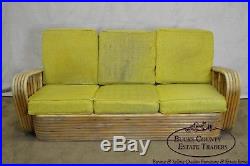 Paul Frankl Style Vintage Bamboo Rattan Sofa