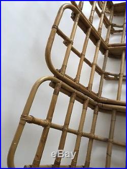 Paul Frankl Style Vintage Round Pretzel Bamboo Rattan Sofa Couch 8 Strand Stack