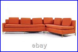 Paul McCobb Style Rowe Mid Century Brass Sectional Sofa