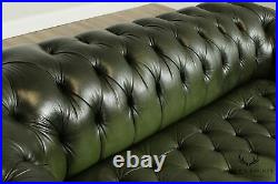 Pendragon Green Tufted Leather Chesterfield Sofa
