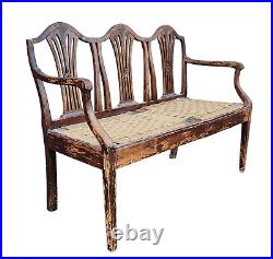 Period Antique Sheraton Mahogany Triple Chair Back Settee, Early 19th Century