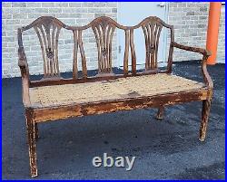 Period Antique Sheraton Mahogany Triple Chair Back Settee, Early 19th Century