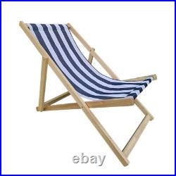 Populus wood sling chair blue Stripe Broad folding chaise lounge chair