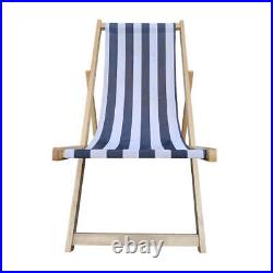 Populus wood sling chair blue Stripe Broad folding chaise lounge chair