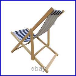 Populus wood sling chair blue Stripe Broad folding chaise lounge chair